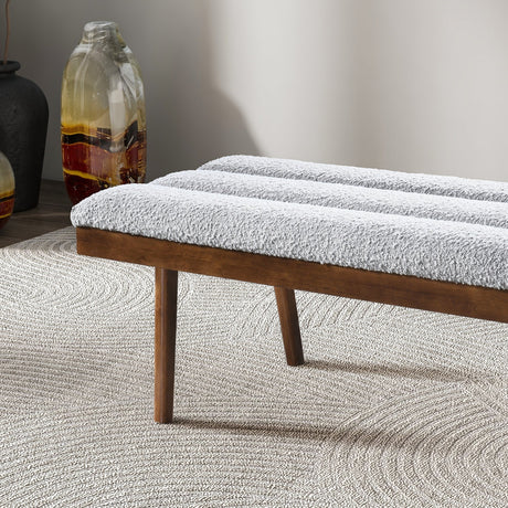 Troni Light Gray Boucle Bench from Midinmod - Luna Furniture