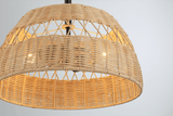 Twinkle Double Lights Semi Flush With Rattan Shade Black Metal Finish for Farmhouse Style from Midinmod - Luna Furniture