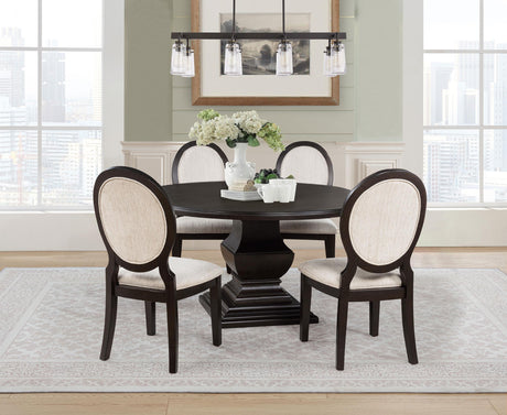 Twyla Dark Cocoa 5-Piece Round Wood Dining Room Set from Coaster - Luna Furniture