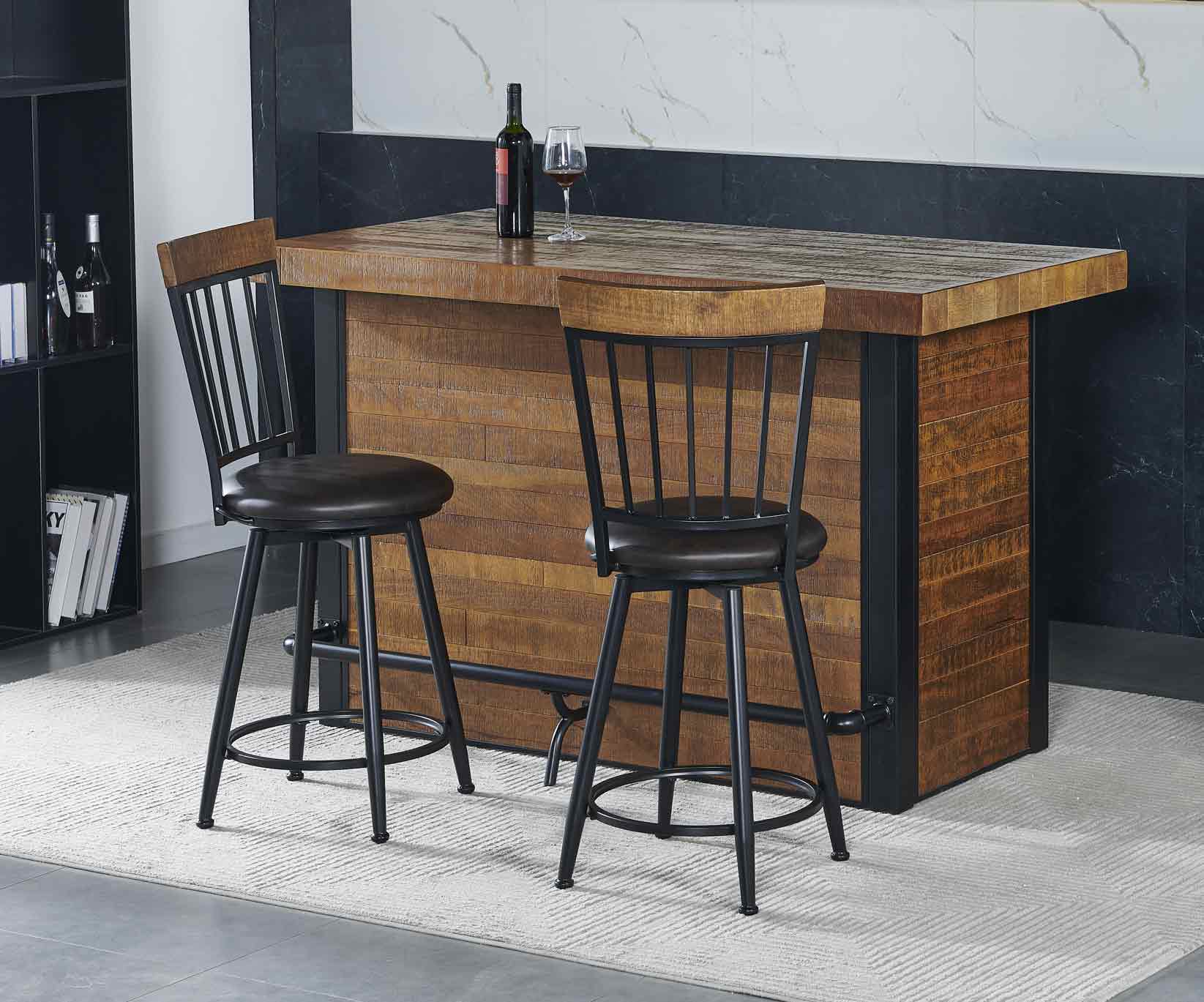 Steve Silver Tyler Chestnut/Black 3-Piece 38-inch Counter Bar Set