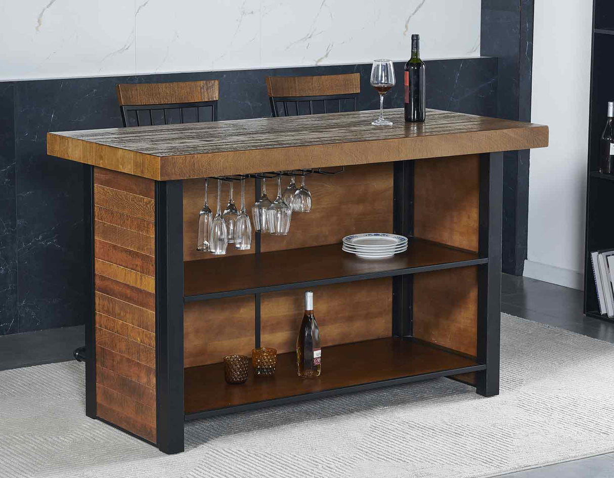 Tyler Chestnut/Black 3-Piece 38-inch Counter Bar Set from Steve Silver - Luna Furniture