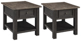 Tyler Creek 2 End Tables in Grayish Brown/Black from Ashley - Luna Furniture