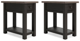 Tyler Creek 2 End Tables in Grayish Brown/Black from Ashley - Luna Furniture