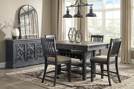 Tyler Creek Black/Grayish Brown Counter Height Dining Table and 4 Barstools with Server from Ashley - Luna Furniture