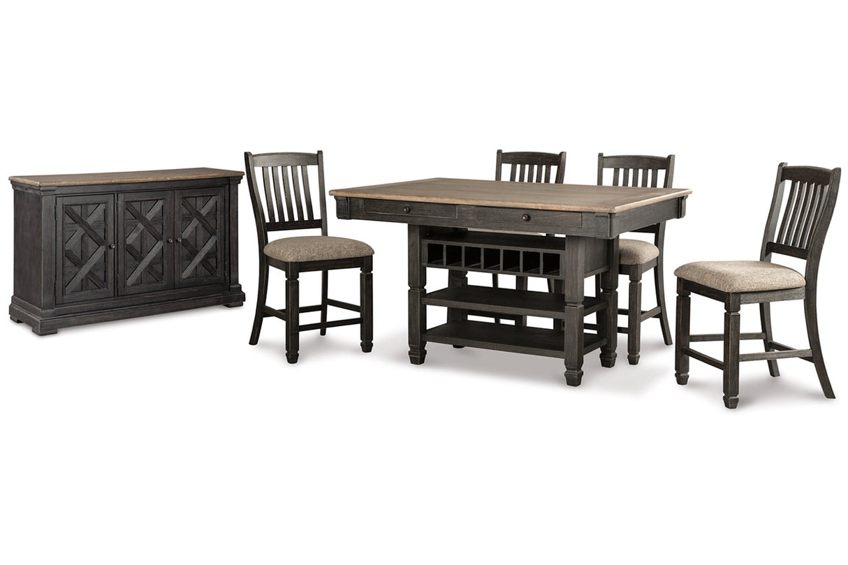 Tyler Creek Black/Grayish Brown Counter Height Dining Table and 4 Barstools with Server from Ashley Furniture - Luna Furniture