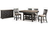 Tyler Creek Black/Grayish Brown Counter Height Dining Table and 4 Barstools with Server from Ashley Furniture - Luna Furniture