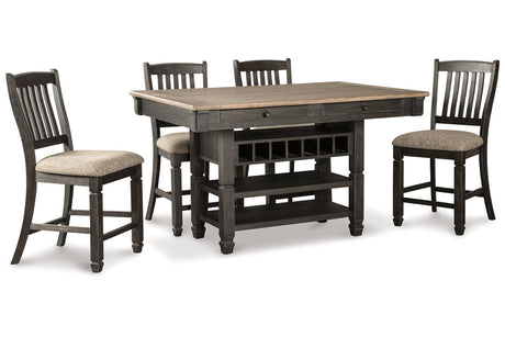 Tyler Creek Black/Grayish Brown Counter Height Dining Table and 4 Barstools with Server from Ashley - Luna Furniture