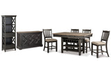 Tyler Creek Black/Grayish Brown Counter Height Table with 4 Barstools, Server and Display Cabinet from Ashley - Luna Furniture