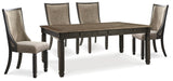 Tyler Creek Black/Grayish Brown Dining Table and 4 Chairs from Ashley - Luna Furniture