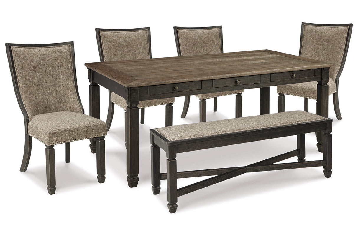 Tyler Creek Black/Grayish Brown Dining Table and 4 Chairs with Bench from Ashley - Luna Furniture