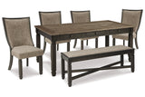 Tyler Creek Black/Grayish Brown Dining Table and 4 Chairs with Bench from Ashley - Luna Furniture