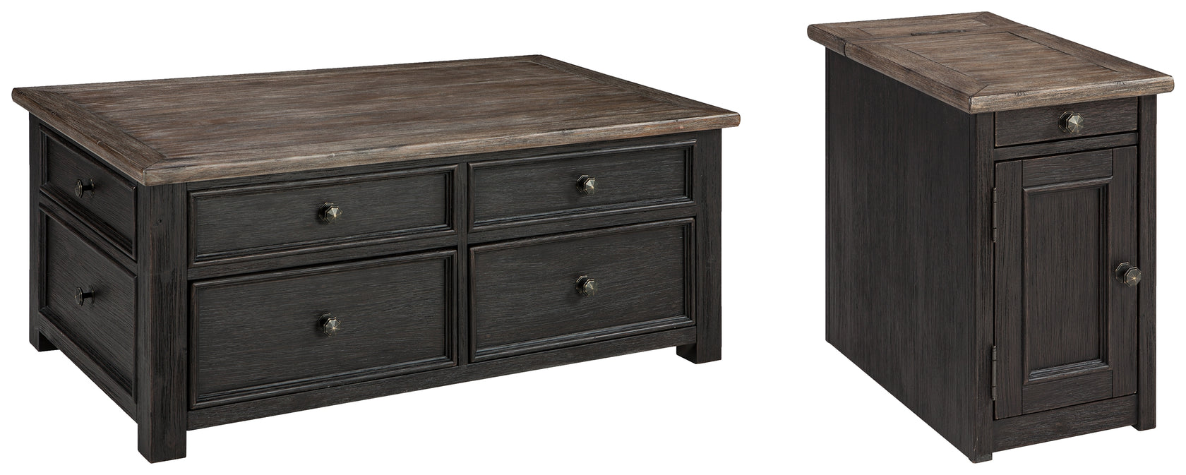 Tyler Creek Coffee Table with 1 End Table in Grayish Brown/Black from Ashley - Luna Furniture