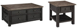 Tyler Creek Coffee Table with 1 End Table in Grayish Brown/Black from Ashley - Luna Furniture