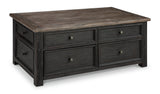 Tyler Creek Coffee Table with 2 End Tables in Grayish Brown/Black from Ashley - Luna Furniture