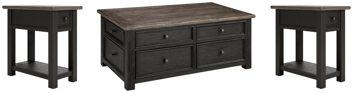 Tyler Creek Coffee Table with 2 End Tables in Grayish Brown/Black from Ashley - Luna Furniture