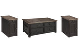Tyler Creek Grayish Brown/Black Coffee Table and 2 Chairside End Tables from Ashley - Luna Furniture