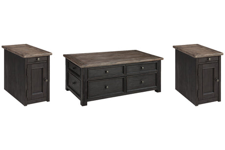 Tyler Creek Grayish Brown/Black Coffee Table and 2 Chairside End Tables from Ashley - Luna Furniture