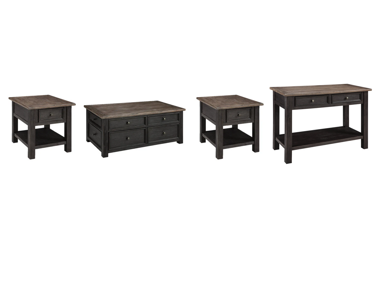 Tyler Creek Grayish Brown/Black Coffee Table and 2 End Tables with Console from Ashley - Luna Furniture