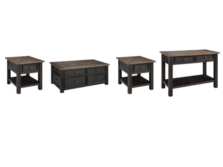 Tyler Creek Grayish Brown/Black Coffee Table and 2 End Tables with Console from Ashley - Luna Furniture