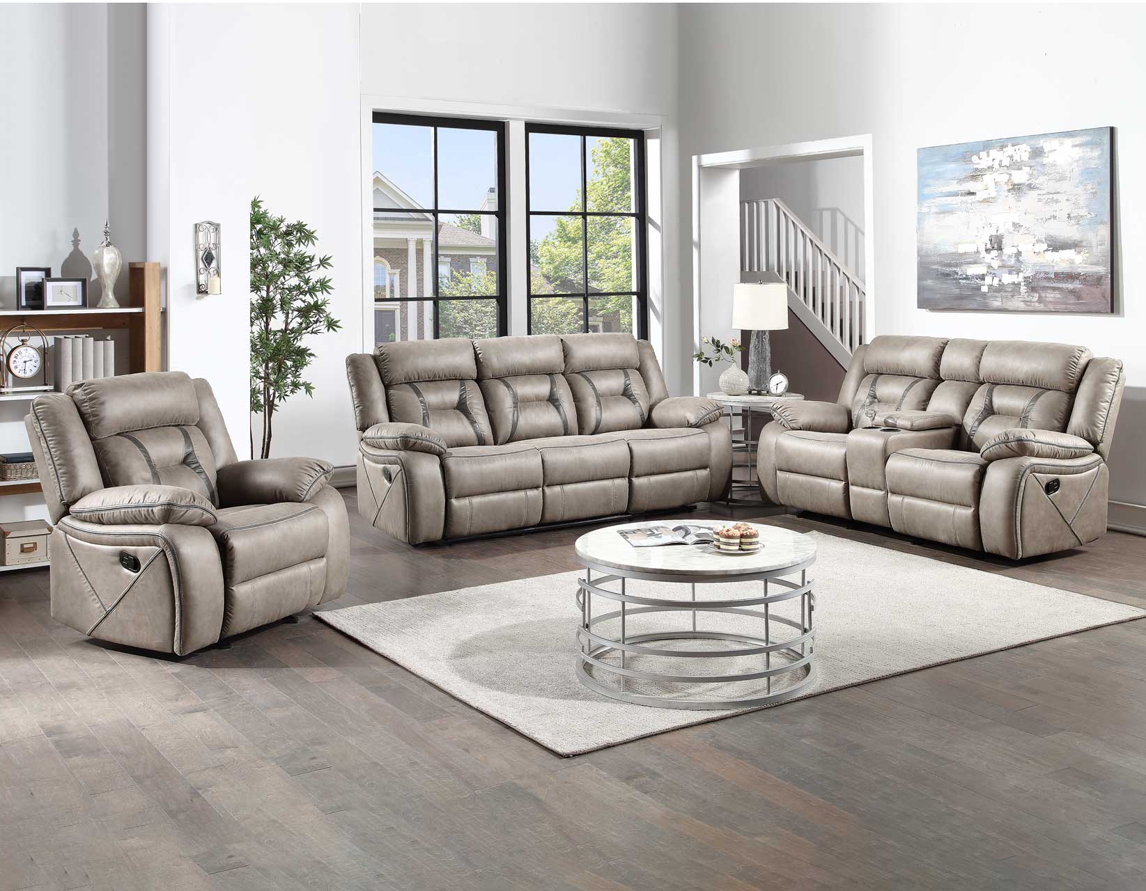 Tyson Gray 3-Piece Reclining Living Room Set – Luna Furniture