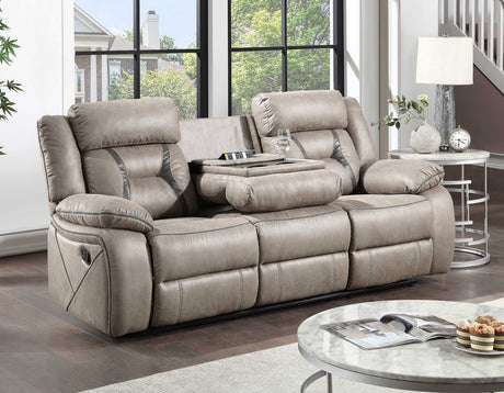 Tyson Gray Recliner Sofa w/Drop Down Table and Power Strip from Steve Silver - Luna Furniture