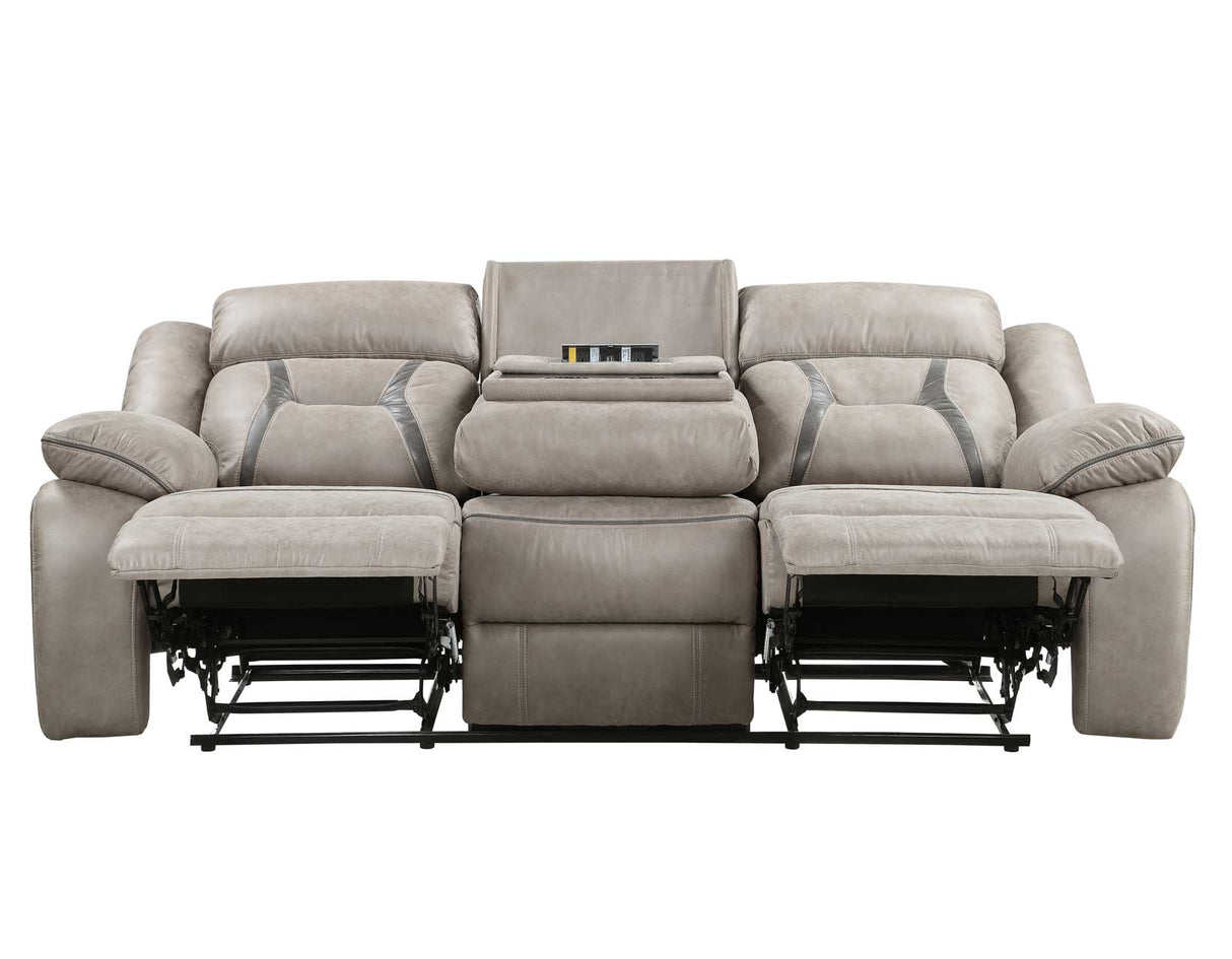 Tyson Gray Recliner Sofa w/Drop Down Table and Power Strip from Steve Silver - Luna Furniture