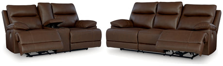 VonRyan Tobacco Sofa and Loveseat Power Reclining Living Room Set from Ashley - Luna Furniture
