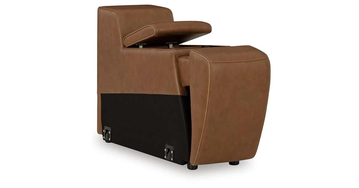 Magic Man Caramel Console with Storage from Ashley Furniture - Luna Furniture