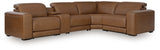 Magic Man Caramel 5-Piece Power Reclining Sectional with Console from Ashley Furniture - Luna Furniture