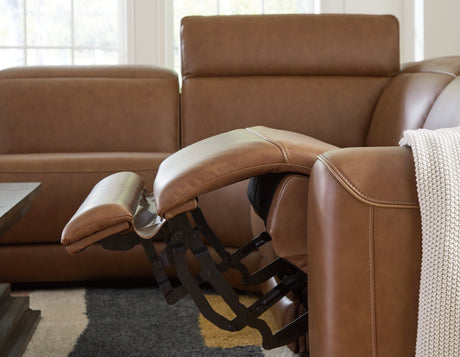 Magic Man Caramel 5-Piece Power Reclining Sectional from Ashley Furniture - Luna Furniture