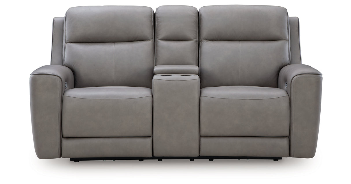 5Z-Comfort Coin Power Reclining Loveseat with Console from Ashley Furniture - Luna Furniture