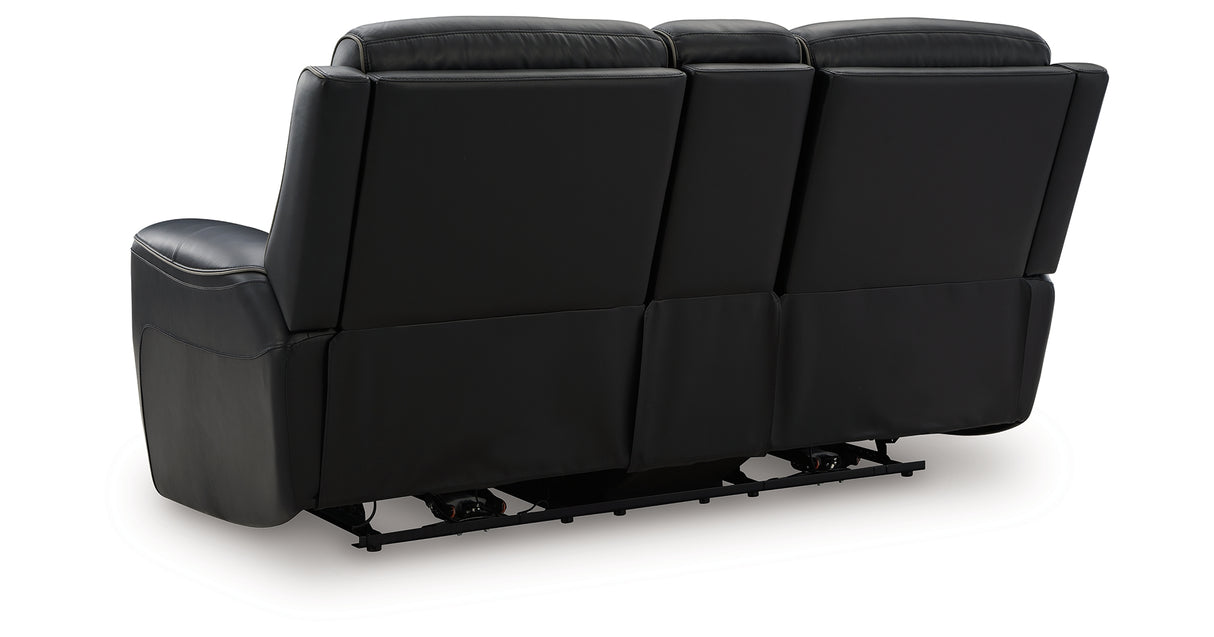 5Z-Relaxation Onyx Power Reclining Loveseat with Console from Ashley - Luna Furniture