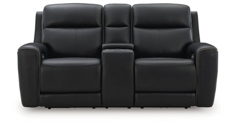 5Z-Relaxation Onyx Power Reclining Loveseat with Console from Ashley - Luna Furniture