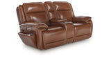 Healy Pier Chocolate Power Reclining Loveseat with Console from Ashley - Luna Furniture