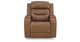 Knightington Caramel Power Recliner with Audio Seating from Ashley Furniture - Luna Furniture