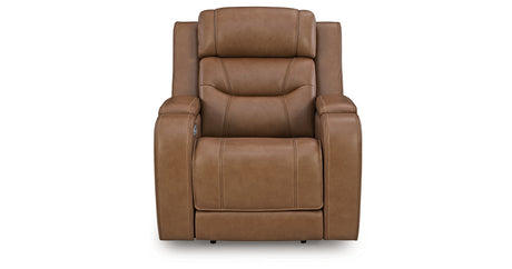 Knightington Caramel Power Recliner with Audio Seating from Ashley Furniture - Luna Furniture