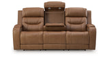 Knightington Caramel Power Reclining Sofa with Audio Seating from Ashley Furniture - Luna Furniture