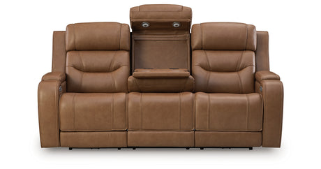 Knightington Caramel Power Reclining Sofa with Audio Seating from Ashley Furniture - Luna Furniture