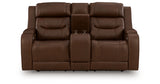 Knightington Brown Power Reclining Loveseat with Audio Seating from Ashley Furniture - Luna Furniture