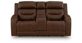 Knightington Brown Power Reclining Loveseat with Audio Seating from Ashley Furniture - Luna Furniture