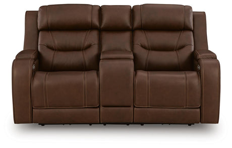 Knightington Brown Power Reclining Loveseat with Audio Seating from Ashley Furniture - Luna Furniture