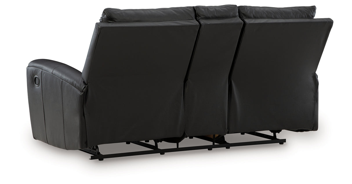 Glossmore Black Reclining Loveseat with Console from Ashley - Luna Furniture
