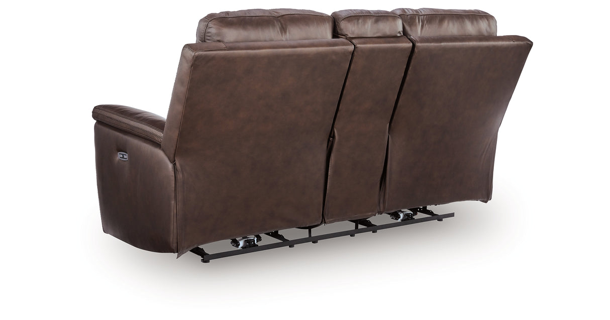 Bleckley Espresso Power Reclining Loveseat with Console from Ashley - Luna Furniture