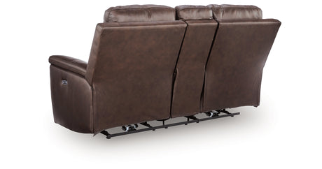 Bleckley Espresso Power Reclining Loveseat with Console from Ashley - Luna Furniture