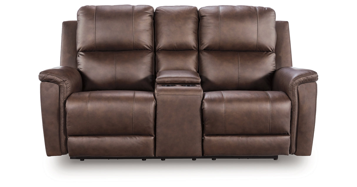 Bleckley Espresso Power Reclining Loveseat with Console from Ashley - Luna Furniture
