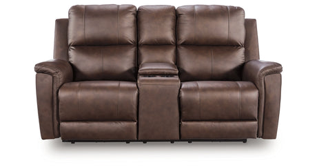 Bleckley Espresso Power Reclining Loveseat with Console from Ashley - Luna Furniture