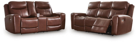Bexhurst Mahogany Power Reclining Sofa and Loveseat from Ashley - Luna Furniture