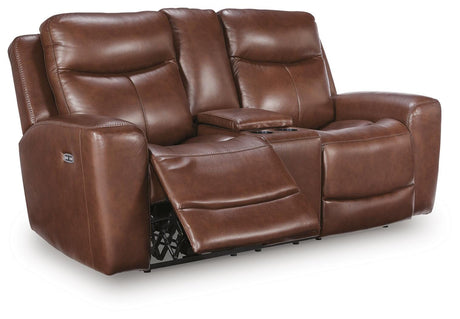 Bexhurst Mahogany Power Reclining Sofa and Loveseat from Ashley - Luna Furniture