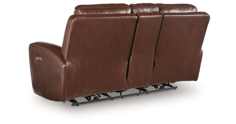 Next Move Mahogany Power Reclining Loveseat with Console from Ashley Furniture - Luna Furniture