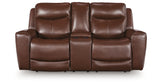Next Move Mahogany Power Reclining Loveseat with Console from Ashley Furniture - Luna Furniture